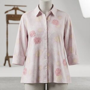 Vintage Allison Daley Pink and Cream Floral Shirt